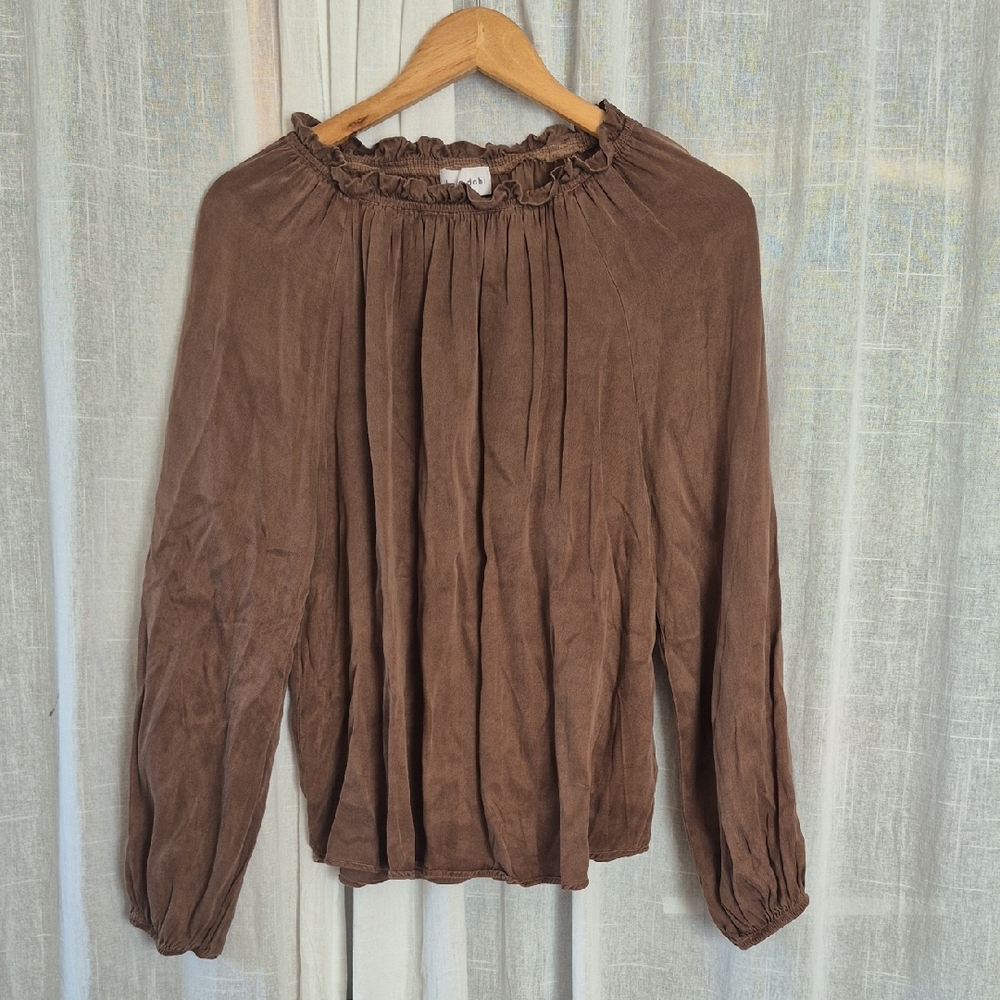 Bella Dahl Chocolate Brown Blouse Smooth Soft UsA